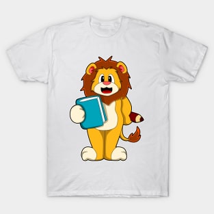 Lion as Student with Book T-Shirt